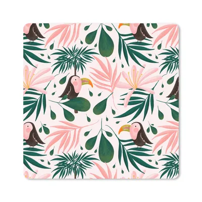 Produktbild von MuchoWow® Mauspad Mousepad Tukan - Blätter - Rosa 30x30 cm - Mousepads - Maus Mat - Pad - Mausunterlage - Gaming