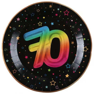 Produktbild von 6 Teller 70. Geburtstag bunt Pappteller