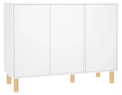 Image de Buffet - Meuble de cuisine et de salle à manger - 3 portes - Bois - Espace de rangement - 107 x 40 x 80 cm - Blanc