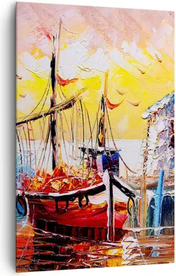 Produktbild von Bild auf Leinwand - Leinwandbild - Einteilig - Boot Segel Meer - 80x120cm - Wand Bild - Wanddeko - Wandbilder - Leinwanddruck - Kunstdruck - Wanddekoration - Leinwand bilder - Wandbild - PA80x120-3435