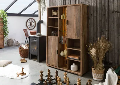 Produktbild von MASSIVMOEBEL24 Schrank Akazie 118x40x180 natur lackiert BARK #101
