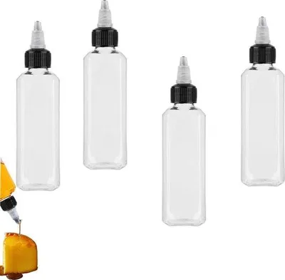 Produktbild von Multifunktionsplastikflaschen - 4 Stücke - Ideal für Öle und Gewürze - Handliche Dosisfunktion - Für Öl- und Gewürzflaschen - 4 Stück - Plastik