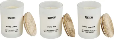 Image de 3 Bougies parfumées au soja Ambre blanc/Thé blanc/Jasmin blanc Simplicité Lumarko