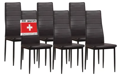 Produktbild von Albatros Esszimmerstühle MILANO 6er Set, Braun - Polsterstuhl mit Kunstleder-Bezug, Modernes Stilvolles Design am Esstisch - Küchenstuhl oder Stuhl Esszimmer mit hohe Belastbarkeit bis 110kg