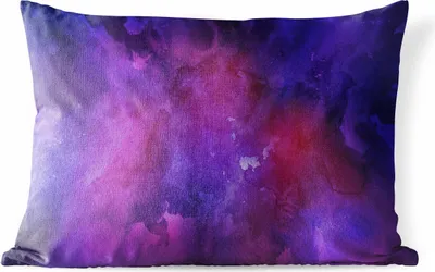 Produktbild von MuchoWow® Outdoor Kissen - Aquarell - Lila - Abstrakt - 50x30 cm - Wetterfest - Lounge Kissen - Sofa kissen - Wohnzimmer Dekoration