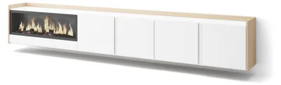 Immagine prodotto di Mobili TV effetto legno Bianco Rovere 315x35x50cm camino effetto fuoco