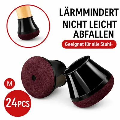 Produktbild von 24 Stück Stuhlbeinschoner Silikon mit Filz – Bodenschutz Möbelbeine, Kratzschutz für Parkett, Laminat und Fliesen