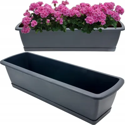 Produktbild von Prosperplast set Jardinera Respana mit Kunststoffträger in Farbe Anthrazit 59 L x 18,4 B x 14,5 H cm. 59x18,39999999999999999999999999999x14,5 cm
