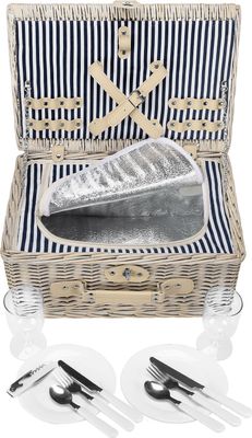 Picknickkorb geflochtene Weide shabby style 2 Personen Isofach - beige