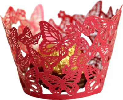 Image de 50Pcs Cupcake Wrappers en papier jetables, Tasses à gâteaux artistiques en papier, Découpe Laser Wrapper Décoration Pour Mariage Party Candy Choclate