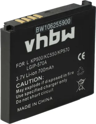 Produktbild von vhbw Akku kompatibel mit LG KX500, KV510, KP502 Cookie, KP501, KP500 Cookie Handy Smartphone Telefon (700 mAh, 3,7 V, Li-Ion)