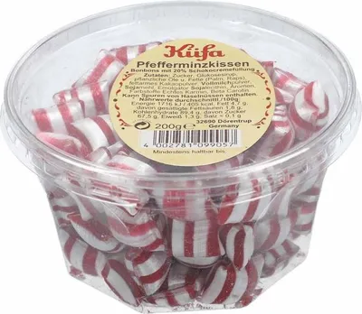Produktbild von Küfa Pfefferminzkissen Lutschbonbons mit Schokocremefüllung 200g