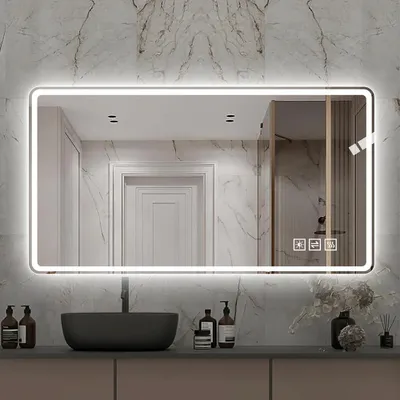 Produktbild von 60x120 cm Rahmenloser LED Badespiegel – Mattierte Frontbeleuchtung, Anti-Beschlag, 3 Lichtfarben, Dimmbar, Memory-Funktion – IP44, Horizontal & Vertikal
