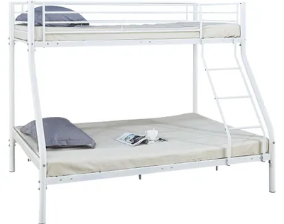 Image de Lit superposé en métal "Leo" Sommiers inclus - 90/140 x 190 cm - Blanc