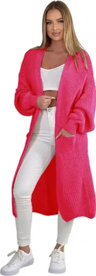 Produktbild von 384 Mississhop Longstrickjacke extra lange Strickjacke Cardigan Jacke Magenta