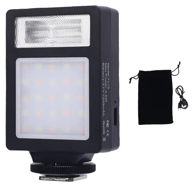 Zdjęcie produktu dla Lampa błyskowa i oświetlenie wideo do aparatów, 2500 K–6500 K, latarka LED, do aparatów cyfrowych, uniwersalne mocowanie na stopkę lampy błyskowej