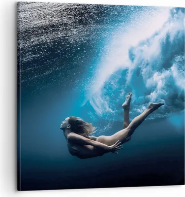 Produktbild von Bild auf Leinwand - Leinwandbild - Einteilig - Tauchen Frau Wellen - 60x60cm - Wand Bild - Wanddeko - Wandbilder - Leinwanddruck - Bilder - Wanddekoration - Leinwand bilder - Wandbild - AC60x60-4599