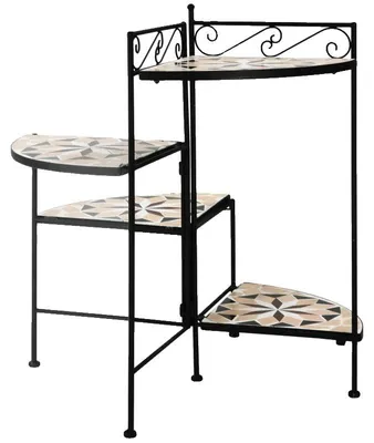 Image de Échelle à fleurs, structure métallique, 64 L x 64 l x 72 H cm, charge maximale 15 kg, 4 étagères, design pliable