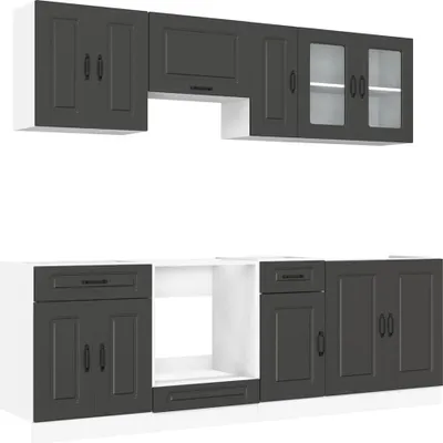 Produktbild von vidaXL 8-tlg. Küchenschrank-Set Kalmar Schwarz Holzwerkstoff