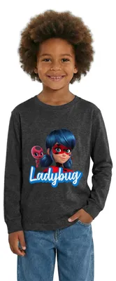 Produktbild von Spreadshirt Miraculous Ladybug Tikki Teenager Premium Langarmshirt, 146/152 (10 Jahre), Anthrazit meliert