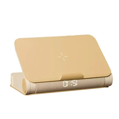 Produktbild von Multifunktionale Buchlampe: Wecker, Bluetooth-Speaker, kabelloses Ladegerät, Aufwachlicht & Schlummerfunktion, für Schlafzimmer & Deko