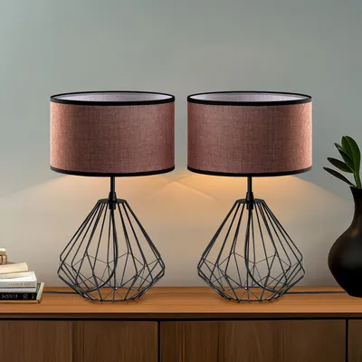 Produktbild von Opviq, Diamond - S-708 - Set, Tischlampen-Set (2 Stück), Schwarz, METALLKÖRPER, 25 x 25 x 43 cm