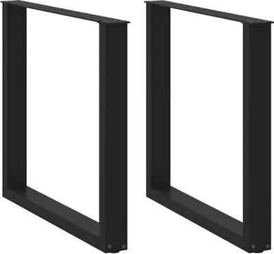 Obrázok produktu pre Nohy k jedálenskému stolu v tvare U, 2 ks, čierne, 90 x (72-73) cm, oceľové