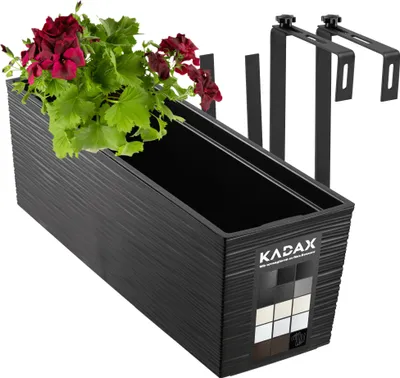 Produktbild von Kvetináč KADAX s vložkou "Treviso", 56 cm, S držiakmi, bodkovaný vzor, čierny