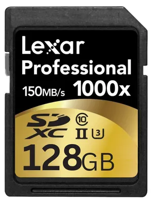 Produktbild von Lexar 128GB SDXC UHS-2, 128 GB, SDXC, Klasse 10, UHS, 150 MB/s, Schwarz