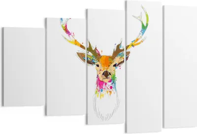 Produktbild von Bild auf Leinwand - Leinwandbild - Deer fantasie Graffiti Grafik - 150x100cm - Wand Bild - Wanddeko - Leinwanddruck - Bilder - Kunstdruck - Leinwand bilder - Wandkunst - EG150x100-3161
