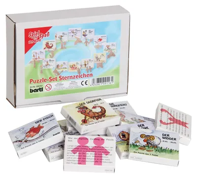 Produktbild von Holzpuzzle-Set mit 12 Tierpuzzles