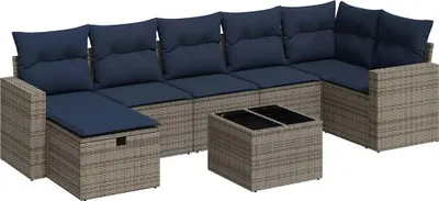 Zdjęcie produktu dla vidaXL 8-częściowa sofa ogrodowa z poduszkami z szarego polirattanu