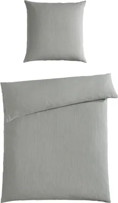 Produktbild von Musselin-Bettwäsche - Silbergrau - 135 x 200 cm - mit Knopfleiste