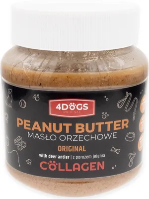 Obrázok produktu pre Arašidové maslo s jelením parožím 330g 4DOGS