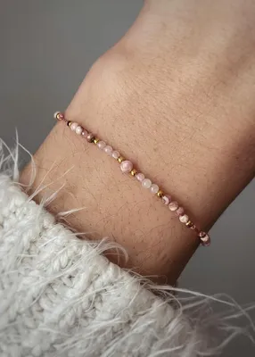 Produktbild von Rosenquarz & Rhodochrosit Armband, vergoldet, 925 Silber
