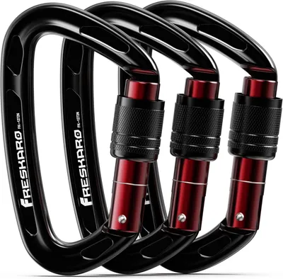Produktbild von Karabinerhaken 25 kN, Schraubverschluss, schwarz, zum Klettern
