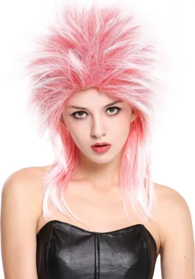 Produktbild von WIG ME UP Perücke Vokuhila Rot Weiß Toupiert 80er Punk 90891-ZA13TZA60
