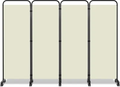 Obrázok produktu pre Izrielar Paravent s kolieskami, 4-dielny, béžový, 228 x 180 cm, skladací paravan, vonkajšia priečka, záhradný paravan, paravan na ochranu súkromia, deliaca priečka