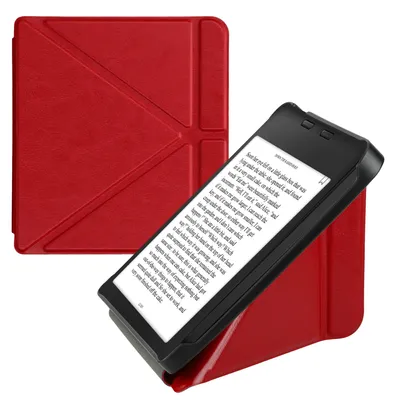 Produktbild von kwmobile Schutzhülle für Kobo Libra 2 Hülle - Kunstleder Case - eReader Klapphülle mit Auto Sleep Funktion - Cover mit Ständer - Rot
