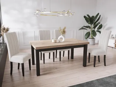 Produktbild von Moderner Rechteckiger Ausziehbarer Esstisch - Platzsparend - Schwarze Holzbeine - 200 bis 300 cm - Hergestellt in EU - 200 x 100 cm - Sonoma Eiche