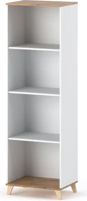 Zdjęcie produktu dla Regał Na Książki 60Cm 5 Półek Szafka Skandynawska Segregatory Biały Mat