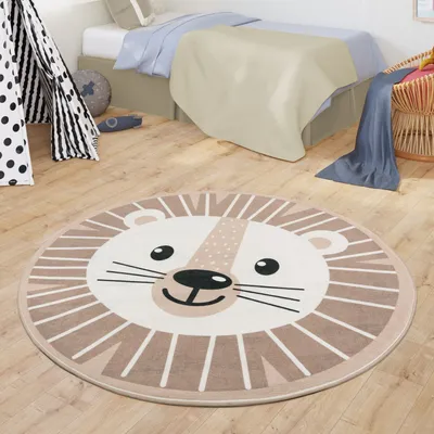 Produktbild von TT Home Teppich Kinderzimmer Kinderteppich Babymatte Für Jungs Und Mädchen Rund Modern Größe 80 cm Rund