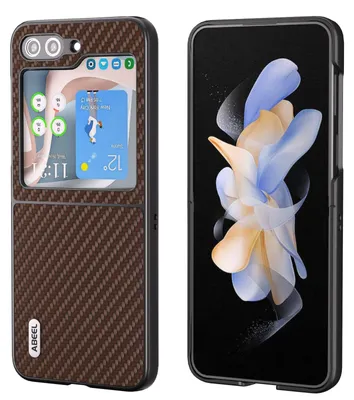 Produktbild von Für Samsung Galaxy Z Flip5 5G Carbon Textur Handy Schutz Hülle Cover Dunkelbraun