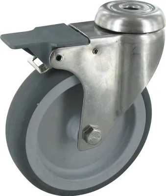 Produktbild von Apparaterollen Lenkrolle mit Feststeller Ø75mm TPE Gummi Rückenloch