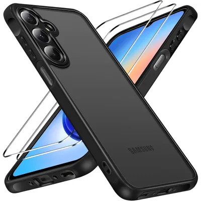Obrázek produktu pro Ochranné pouzdro s 2x tvrzeným sklem pro Samsung Galaxy A35 5G, nárazuvzdorné, matné, průsvitné, černé