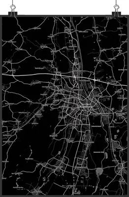 Produktbild von Mr. & Mrs. Panda Bild Stadtbergen DIN A2 - Geschenk, Wandbild, Stadt, Design Poster, wanddeko, drucke, Plakat, Dorf Karte Landkarte Map Stadtplan