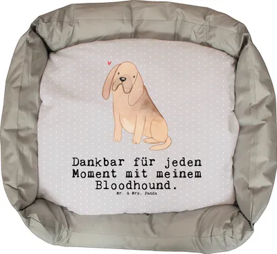 Produktbild von Mr. & Mrs. Panda Hundekorb Bloodhound Moment - Grau Pastell - Geschenk, Vatertag, Weihnachten, Geburtstag, Muttertag, Umzug, St. Hubertushund, Valentinstag, Bluthund