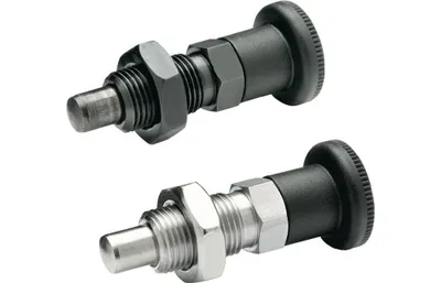 Produktbild von Rastbolzen GN 817 d1 12mm d2 M20 x 1,5mm l1 15mm Stahl,o.Rastsperre,m.Kontermut.