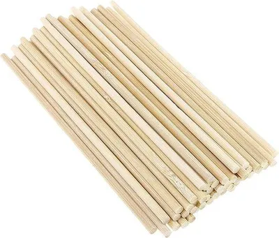 Produktbild von 30 Stück 8 mm x 30 cm große runde Holzknöpfe aus Holz und Bambus