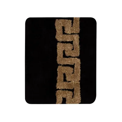 Produktbild von Luxus Badematte Duschvorleger mit Mäander Motiv in schwarz gold 100%.Polyacryl 2er Set